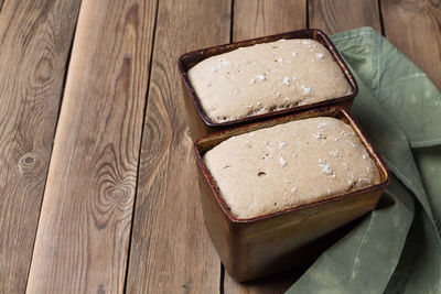 High angle view of bread on table