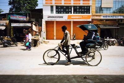Bicycles on street in city