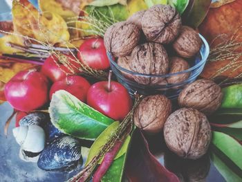 High angle view of fruits on table