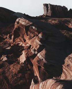 Scenic view of rocky mountains against clear sky