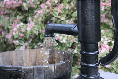 Close-up of water being pumped from a well