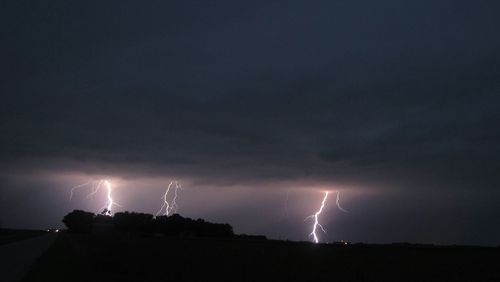 Lightning over lightning at night