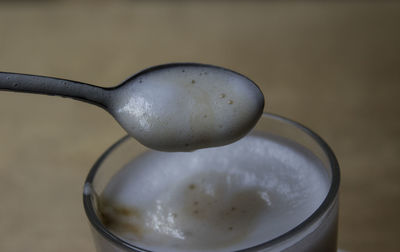 High angle view of bread in container on table