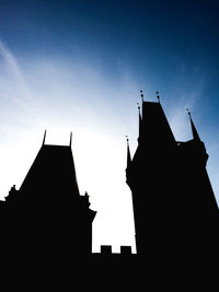 Low angle view of silhouette cross against sky