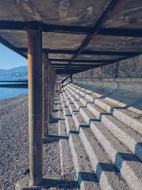 High angle view of pier over sea against sky