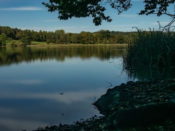 Scenic view of lake against sky