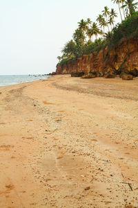 Scenic view of beach against clear sky