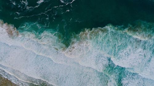 Aerial view of waves in sea