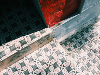 High angle view of cross on floor