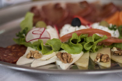 Close-up of food in plate on table