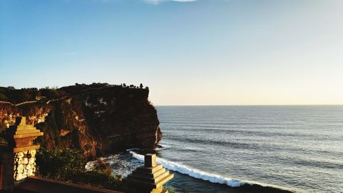 Scenic view of sea against clear sky