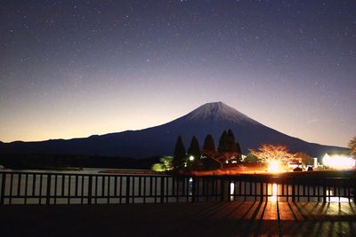 Scenic view of lake against sky at night