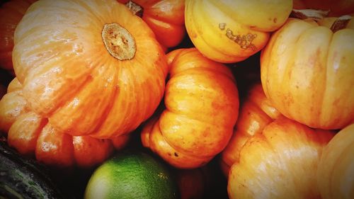 Full frame shot of pumpkins for sale at market