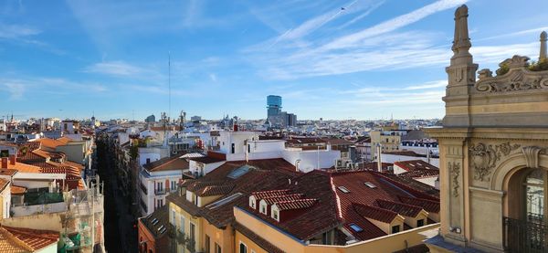 High angle view of buildings in city