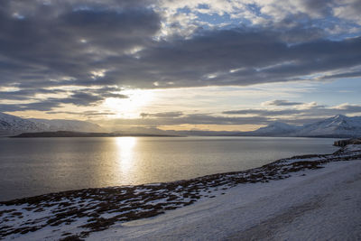 Scenic view of sea against sky during sunset