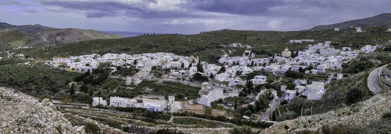 High angle view of townscape against sky