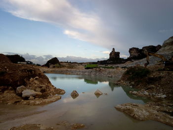 Scenic view of reflection of clouds in water against sky