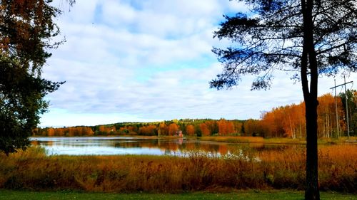 Scenic view of lake against sky