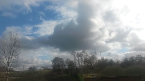 Scenic view of field against cloudy sky