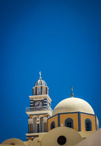 Low angle view of cathedral against clear blue sky