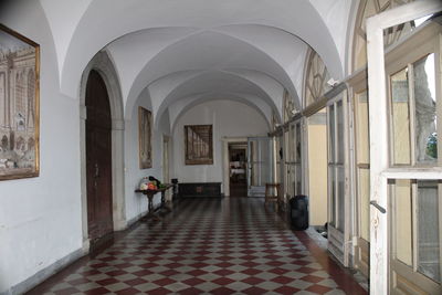 Rear view of corridor in building