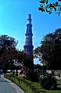 Low angle view of tower against clear sky