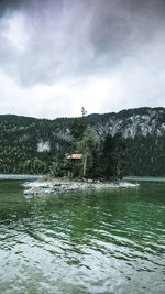 Scenic view of lake against sky