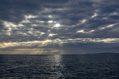 Scenic view of sea against dramatic sky