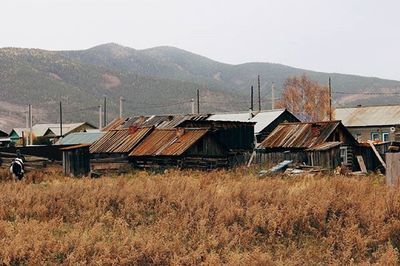 Houses on field