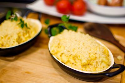 Close-up of breakfast served on table