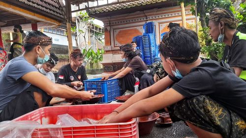 Group of people in market