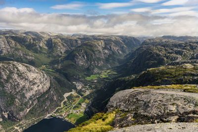 Scenic view of mountains against sky