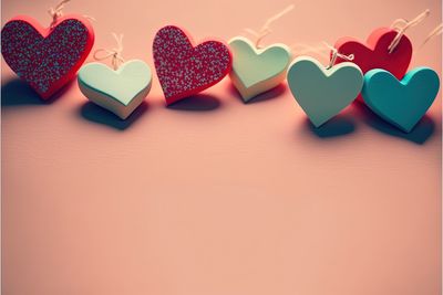 Close-up of heart shapes on table