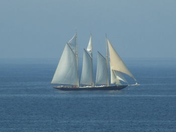 Boat sailing in sea