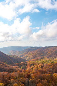 Scenic view of landscape against sky during autumn