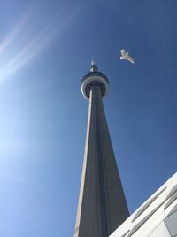 Low angle view of building against blue sky