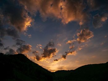 Scenic view of silhouette landscape against sky during sunset