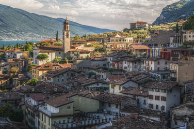 High angle view of townscape against sky