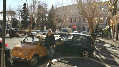 Vehicles on road in city