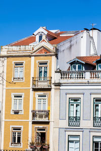 Architecture of the antique buildings at lisbon city center