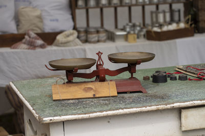 Close-up of objects on table