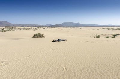 Scenic view of desert against clear sky