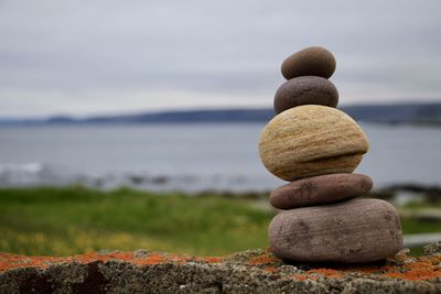 Stack of stones on shore