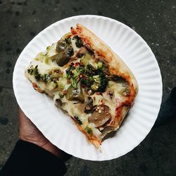 High angle view of dessert in plate on table