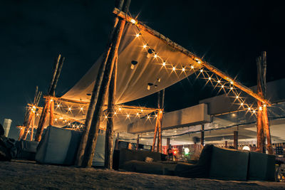 Tilt shot of people at beach restaurant