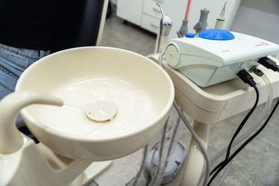 High angle view of coffee on table