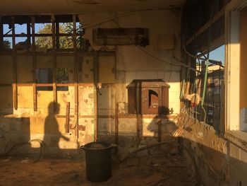Man in abandoned building