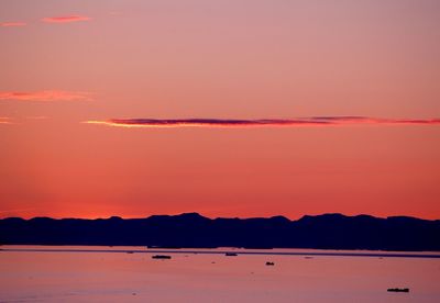 Scenic view of sea against orange sky