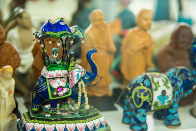 Close-up of statue on table at market