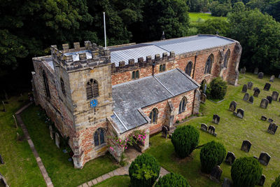 High angle view of old historic building